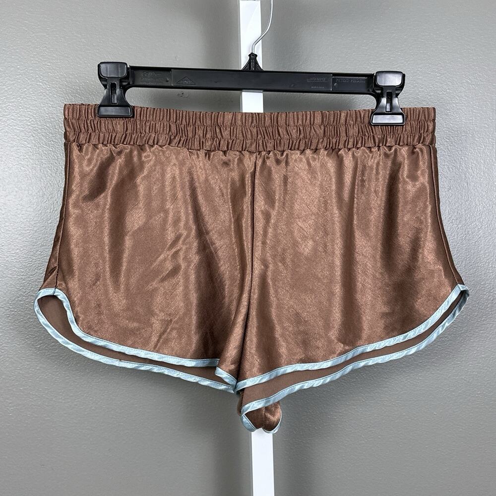 Victoria’s Secret Satin Pajama Shorts Vintage Y2K 2003 Brown Blue Size Small